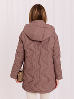Hurt braune gesteppte Übergangsjacke mit Kapuze.