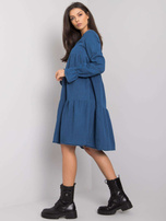 Dark Blue Ruffle Women's Dress Abbeville RUE PARIS