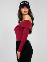 Bordowa bluzka hiszpanka basic z bawełny RUE PARIS 