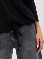 Czarna bluzka basic z rękawem 3/4 RUE PARIS 