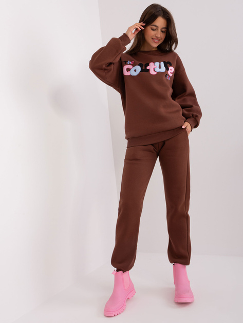 Hurt Ciemnobrązowy komplet dresowy o kroju oversize