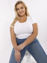 Biały damski t-shirt plus size basic RUE PARIS 