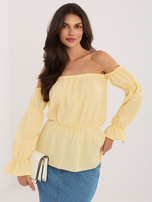 Jasnożółta muślinowa bluzka z gumką w talii