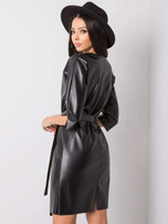 Schwarzes Kleid aus Kunstleder Enrica.