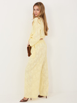 Jasnożółty letni komplet z koszulą i spodniami RUE PARIS 