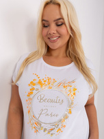 Hurt Biało-pomarańczowa damska bluzka plus size z troczkami