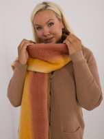 Hurt Beżowo-pomarańczowy długi szal damski ombre z frędzlami