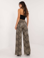 Hurt Beżowo-czarne wzorzyste spodnie ze skóry ekologicznej