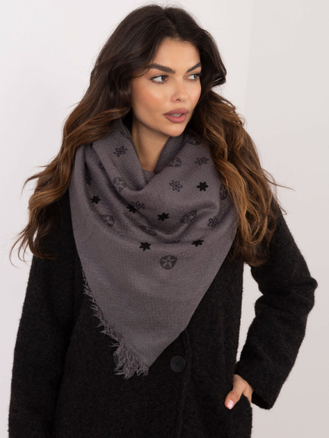 Hurtownia Ciemnoszary damski szal z nadrukiem