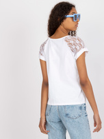 Biała bawełniana bluzka na co dzień z koronką RUE PARIS