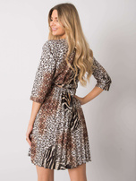 Beżowo-czarna sukienka we wzory Dafiya