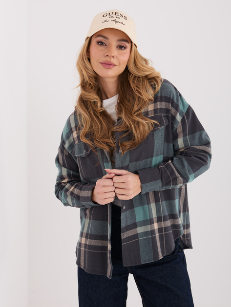 Jasnoszaro-niebieska damska koszula w kratę STITCH & SOUL