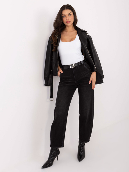 Czarne jeansowe spodnie baloon fit