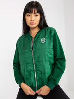 Hurt Ciemnozielona pikowana bluza bomberka z kieszeniami RUE PARIS 