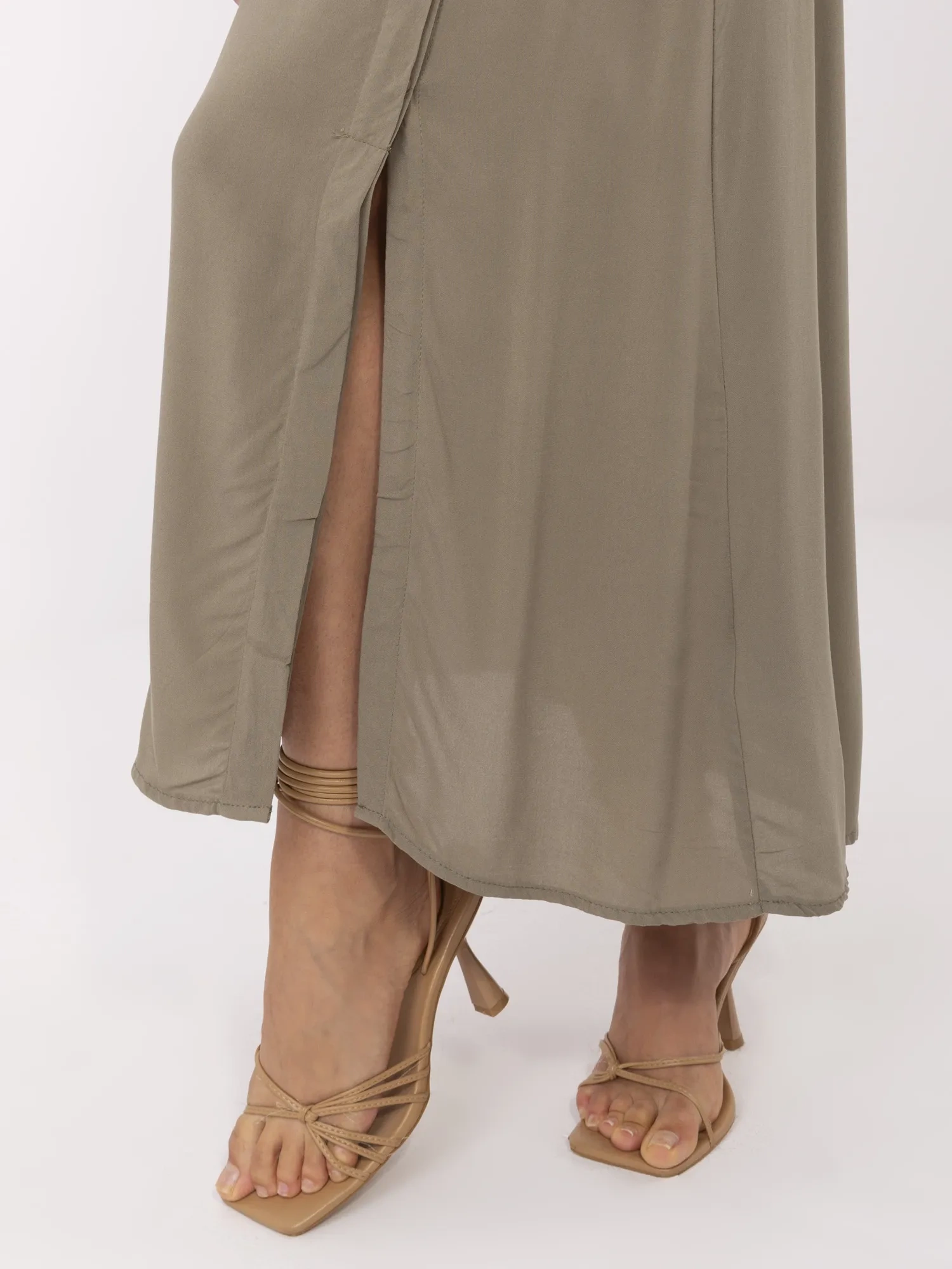 Khaki trapezová sukně s kapsami FRESH MADE.