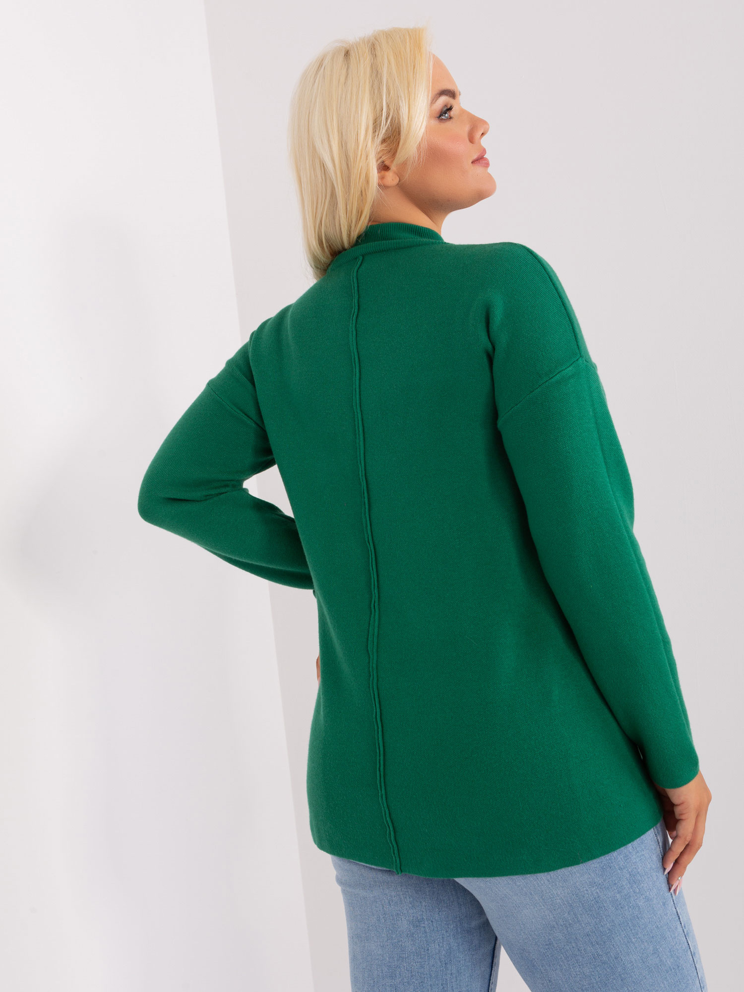 Ciemnozielony damski sweter plus size z zamkami
