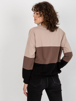 Hurt Beżowo-czarna bluza basic z dekoltem w serek RUE PARIS