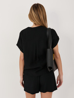 Czarna luźna bluzka z dekoltem V SUBLEVEL 