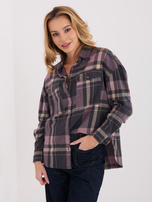 Jasnoszaro-różowa flanelowa koszula w kratę STITCH & SOUL 