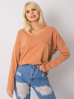 Light brown V-neck blouse Bianca