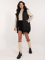 Hurt Czarna pikowana kamizelka damska z kieszeniami