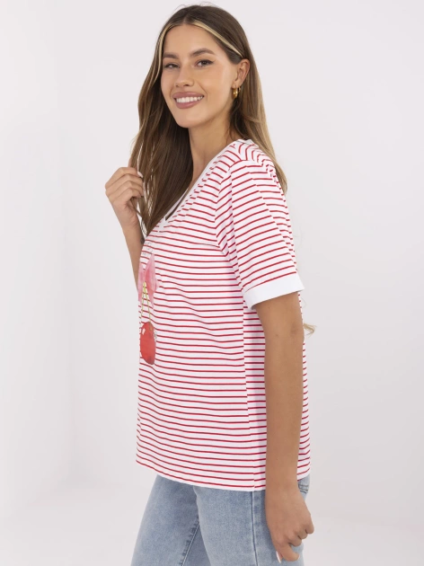 Czerwono-biała bluzka z nadrukiem wisienki