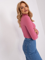 Hurt light pink fitted turtleneck sweater.