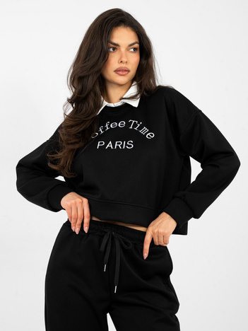 Czarna krótka bluza z kołnierzykiem