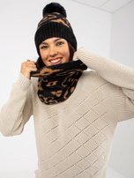 Hurtownia Czarno-camelowy zimowy komin we wzory