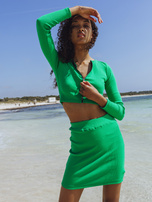 Zielony dwuczęściowy komplet w prążek RUE PARIS 