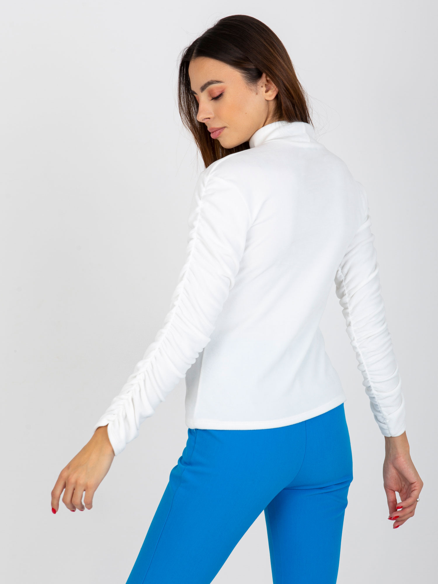 Hurt Ecru Samtbluse one size mit Stehkragen RUE PARIS.