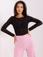 Hurt Czarne koronkowe body z długim rękawem 