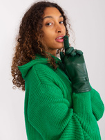 Hurt Ciemnozielone rękawiczki ze skórą ekologiczną