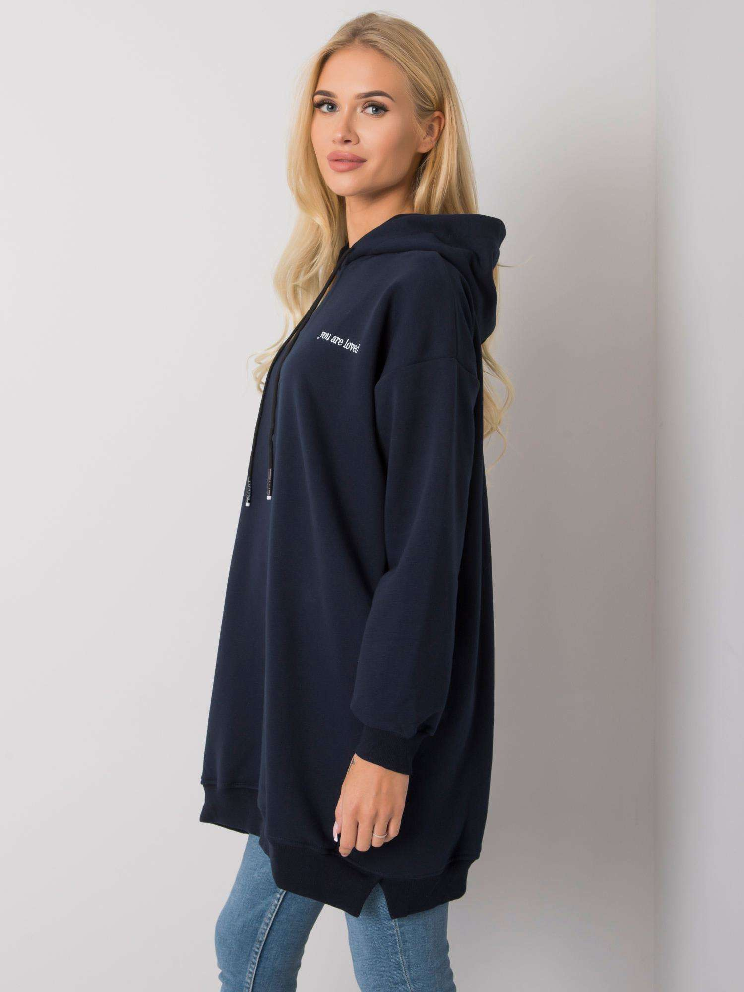 Navy blue sweatshirt with pockets Indira
