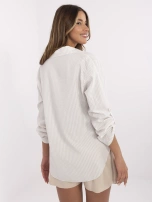 Beżowo-biała rozpinana koszula damska z bawełny