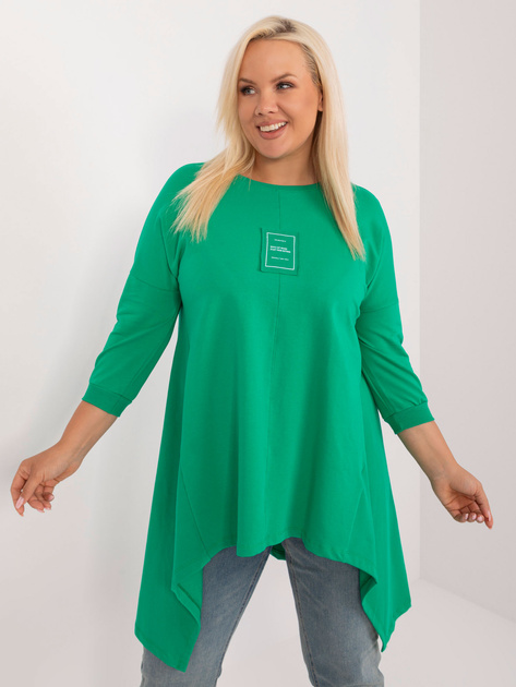 Hurt Zielona asymetryczna bluzka plus size z naszywką