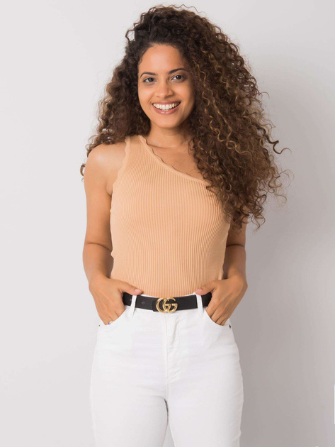 Camelowy top na jedno ramię Haisley