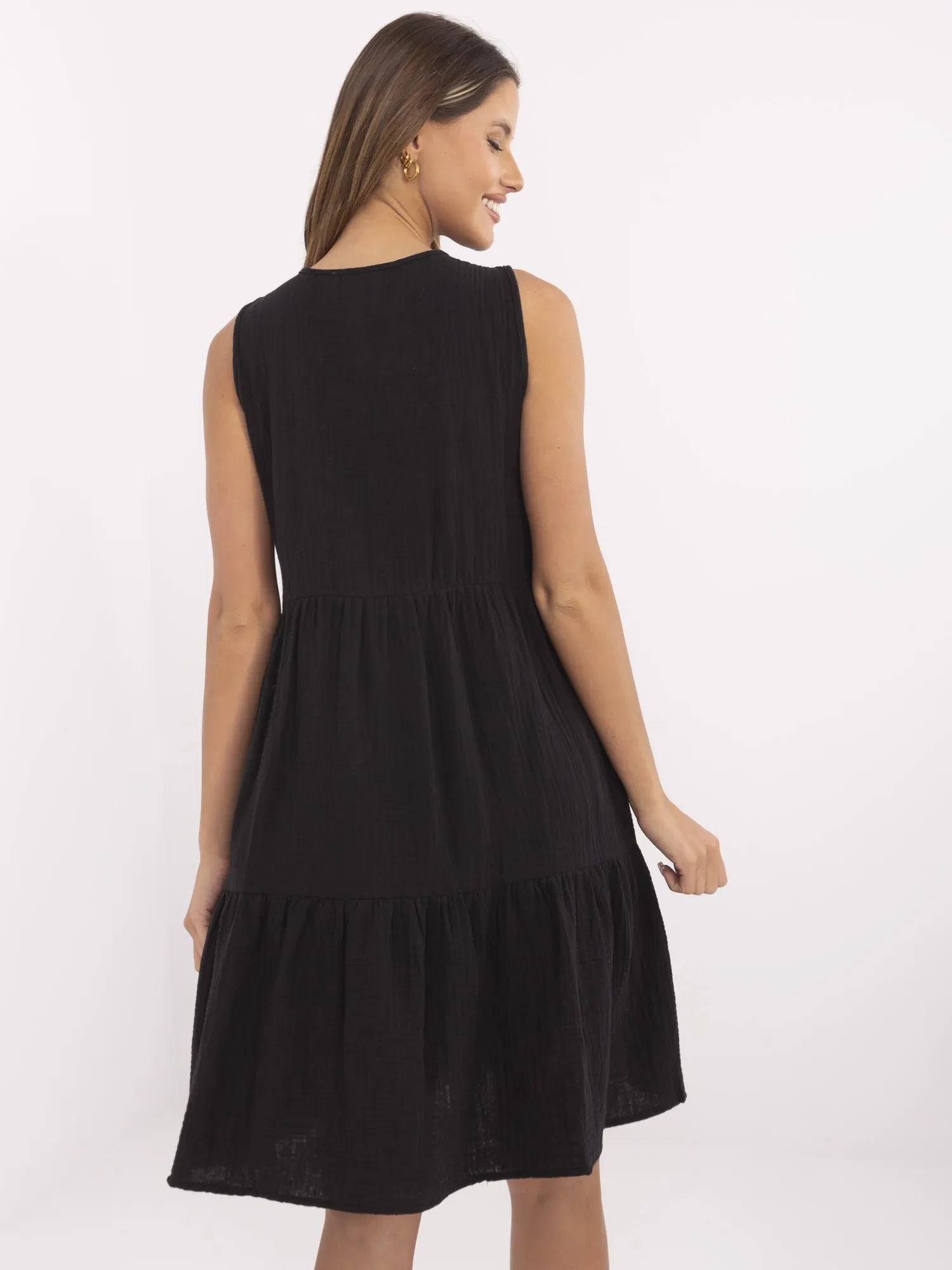 Black muslin sleeveless dress SUBLEVEL.