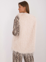 Hurtownia Jasnobeżowa kamizelka damska futrzana