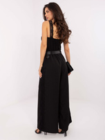 Czarna spodnie z koronkowymi lampasami