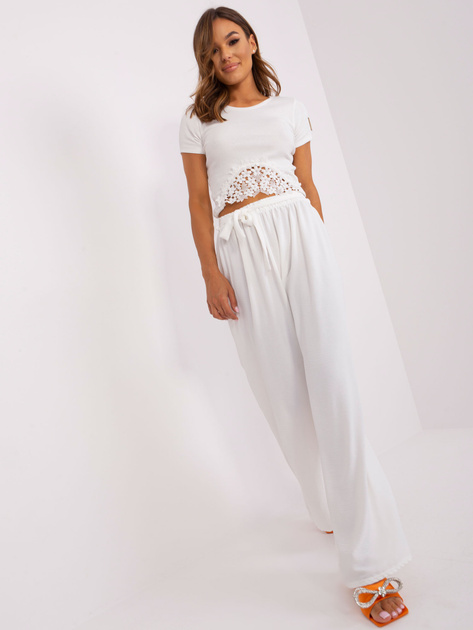 Hurt Ecru szerokie spodnie z materiału OCH BELLA