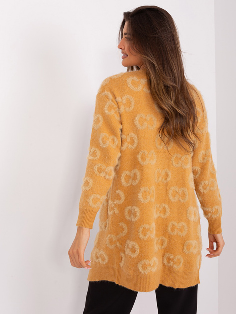 Hurtownia Camelowy damski kardigan we wzory