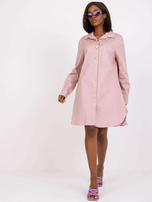 Brudnoróżowa koszula damska z ozdobnymi guzikami Noelle