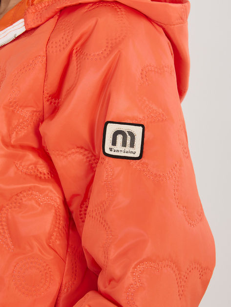 Pomarańczowa pikowana kurtka z kapturem RUE PARIS