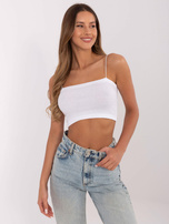 Hurt Biały bawełniany top basic w prążek SUBLEVEL