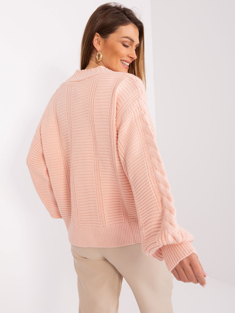 Hurt Jasnoróżowy sweter z domieszką wełny RUE PARIS