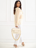 Jasnożółta elegancka bluzka z żabotem