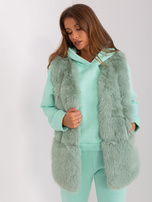 Hurt Pistachio fur vest with pockets.