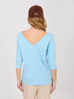 Pastelowa niebieska bluzka basic z bawełny RUE PARIS 