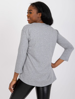 Szara melanżowa bluzka na co dzień z bawełny 